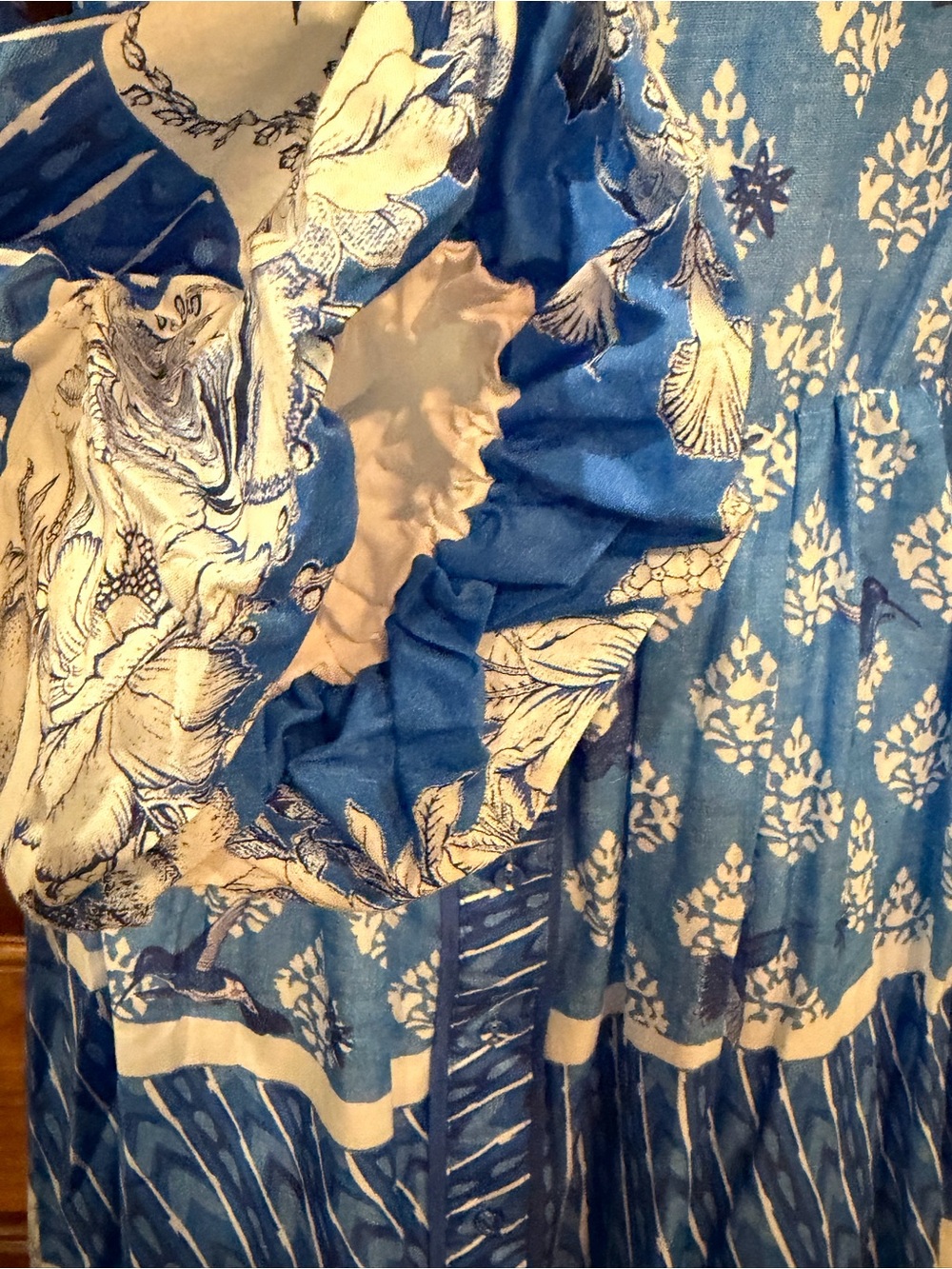 A Loves A Cobalt Blue White
Small Lined Maxi Dress Floral Hummingbird - Picture 3 of 9